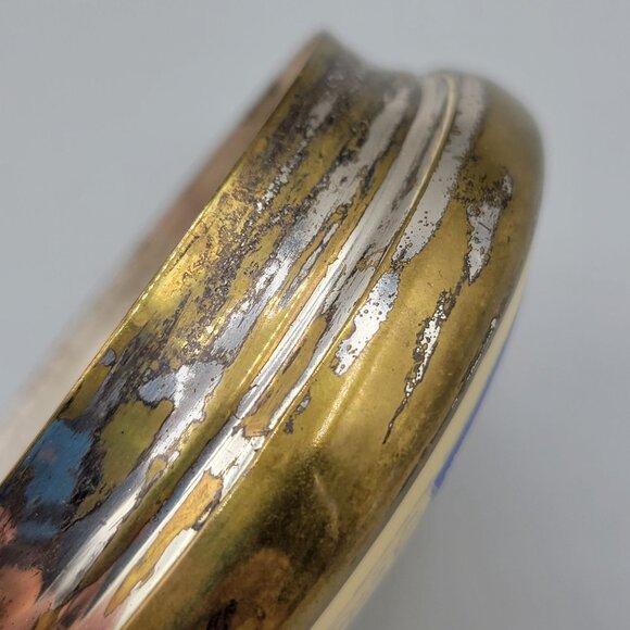 Vanity Jar Art Deco EAPG Clear Glass Celluloid Metal Lid Victorian Dresser Jar - Picture 8 of 10